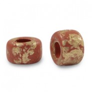 DQ Griechische Keramik Perlen 9mm Gold spot - Brick red